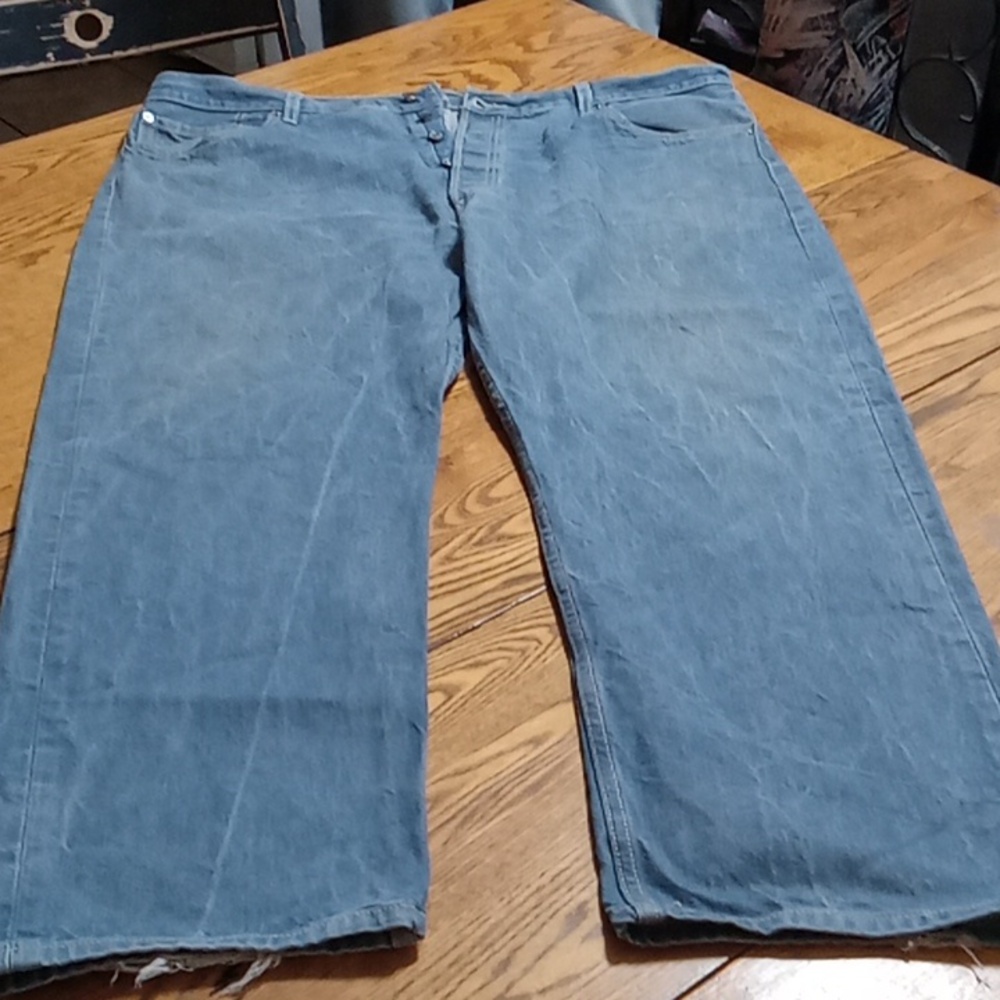 LEVI'S 501 MENS 44 x 30 JEANS DENIM STRAIGHT FIT WIDE LEGS Preowned BUTTON FLY